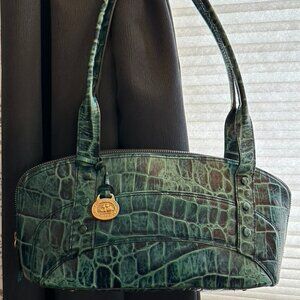 Brahmin Crocodile Leather Tote in Teal